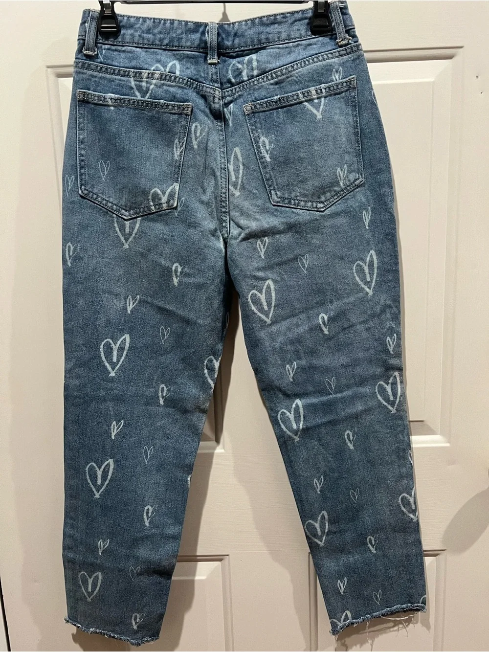 No Boundaries Blue Denim Jeans with White Heart Print